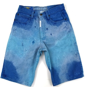 Tie Dyed Denim Shorts |  Z.Cavaricci | High Rise 28" Waist | Wide Leg Openings, Front & Back Pockets | made in USA