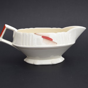 Art Deco Gravy Boat | Myott | Hand Painted Brown & Orange Strokes on Cream | 2188F