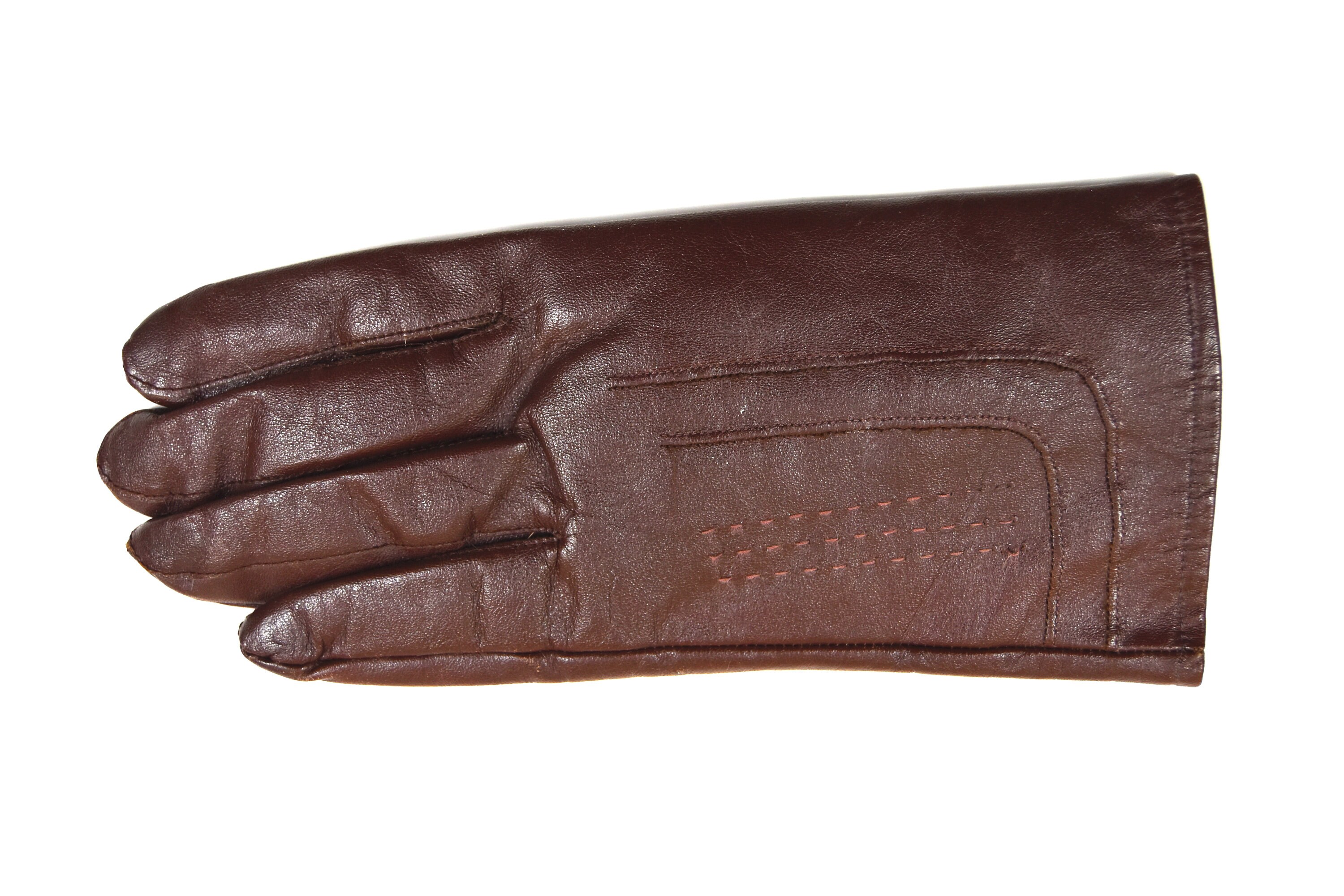 Women's Vintage Leather Gloves Rabbit Fur Lining Brown Etsy