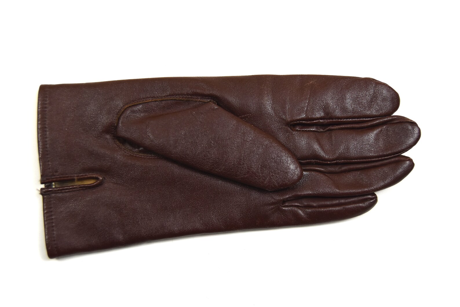 Women's Vintage Leather Gloves Rabbit Fur Lining Brown Etsy