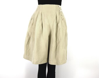 Jupe-culotte plissée taille haute en lin Jupe fendue à taille