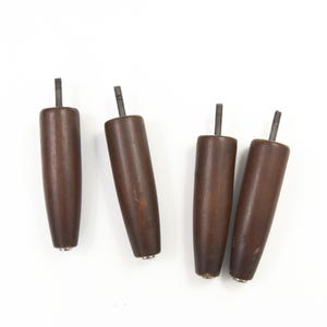 Four 5.5&quot;  Tapered Wood Furniture Legs | Dark Brown, Metal Slides |  Stool, Coffee Table | MCM