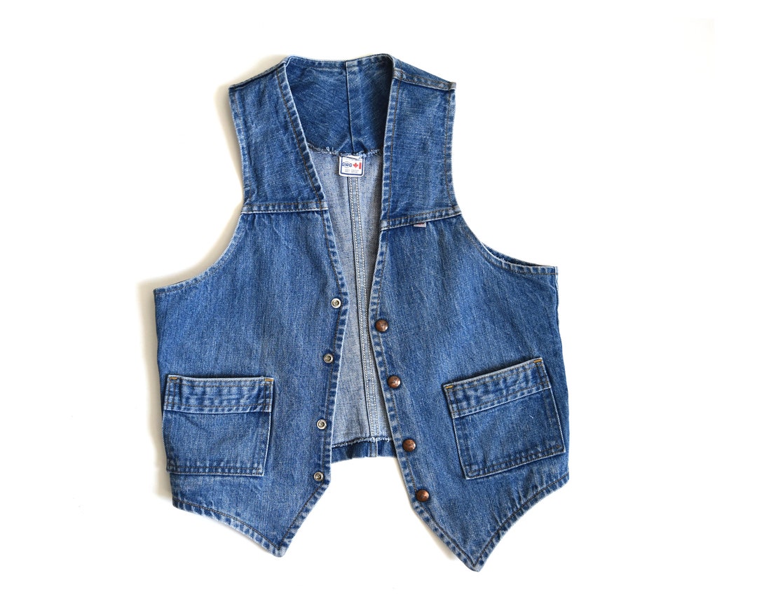 GWG Denim Waistcoat Mens Chest 36 Patch Pockets Jean Vest - Etsy