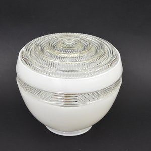 Mid Century Bullseye Shade | Tapered MIlk Glass Textured Clear  | MCM Lighting