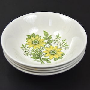 4 Retro Soup Cereal Bowl | Greenwood pattern | Woods and Sons | Made in England | Genuine Ironstone 1970s