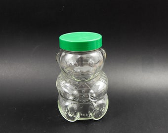 Vintage Peanut Butter Bear Jar | Green Plastic Lid | Candy, Cookie, Random Storage