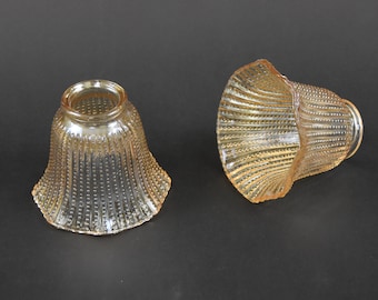 Vintage Iridescent Glass Lampshade | Antique Beige | Beaded Texture | Ceiling Fan Lamp shade | for Chandelier, Table Lamp 