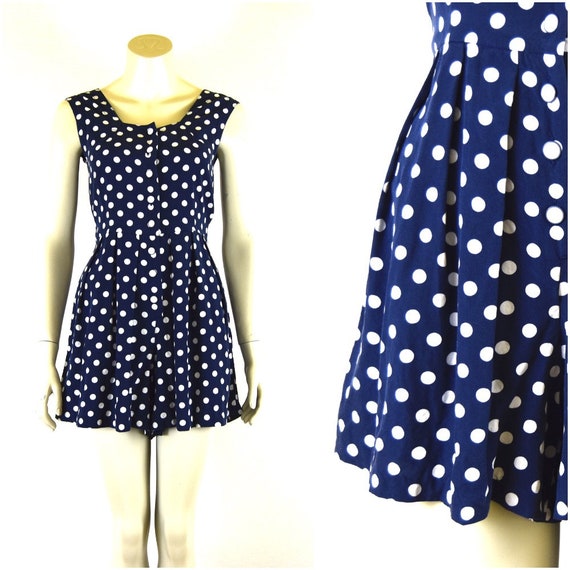 Polka Dot Romper | Esprit | Navy, Sleeveless, Bac… - image 1