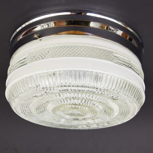 Large Drum Shade Light Fixture | 10&quot; D Clear/White  Bulls Eye Bottom | Flush Mount