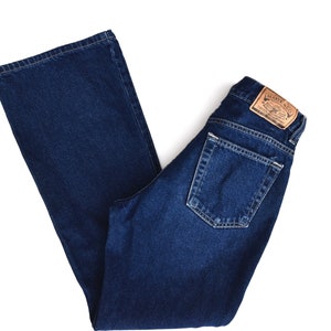 Jeans svasati firmati / Vita media / Lavaggio scuro, denim pesante / Maryk & Co / Vita 29&quot; Cucitura interna 29,5&quot; / realizzati in Canada