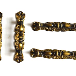 Amerock 5.5" Ornate Cabinet Pulls | 70s Antique Brass Finish | Drawer, Door Hardware | horizontal / vertical mount