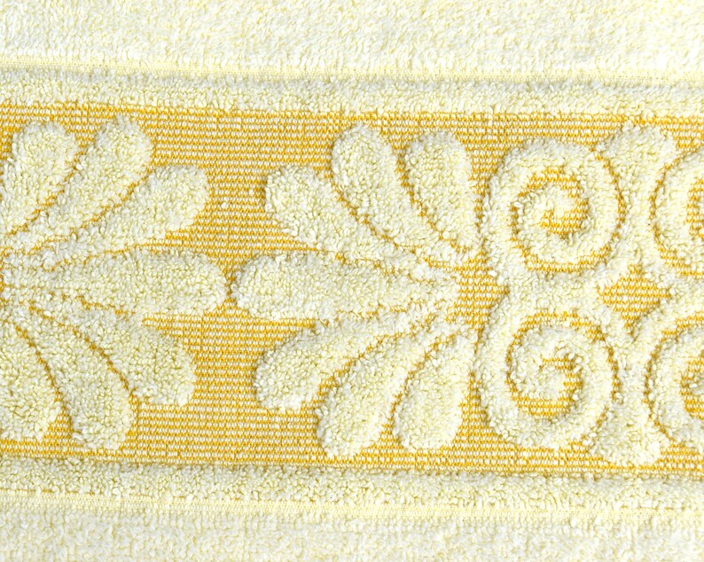 Vintage Yellow Cannon Bath Towel Jacquard Patterned Etsy