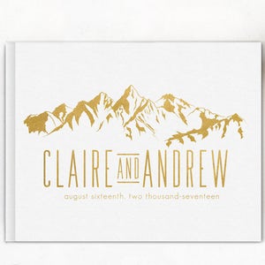 Wedding Guest Book Landscape Gold Gold Horizontal Guestbook Mountain Theme Wedding Gold Foil Guest Book - TPC Color Choices