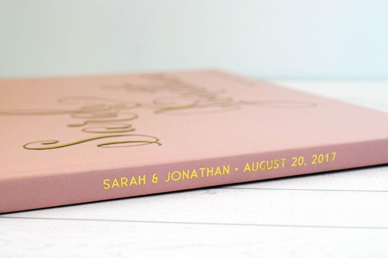 Guest Book Wedding wedding guestbook wedding album custom landscape guest book real gold foil guest book horizontal blush pink Color Choices image 2