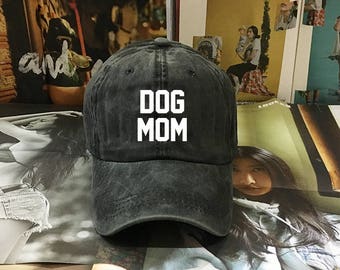 Dog Mom Baseball, Denim Black Red Denim Cap, Jean Cap, Low-Profile Baseball Cap Hat