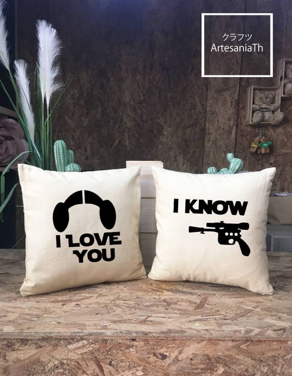 Pillow cover Set Cushion cover Star Wars I Love You I Know Pillow