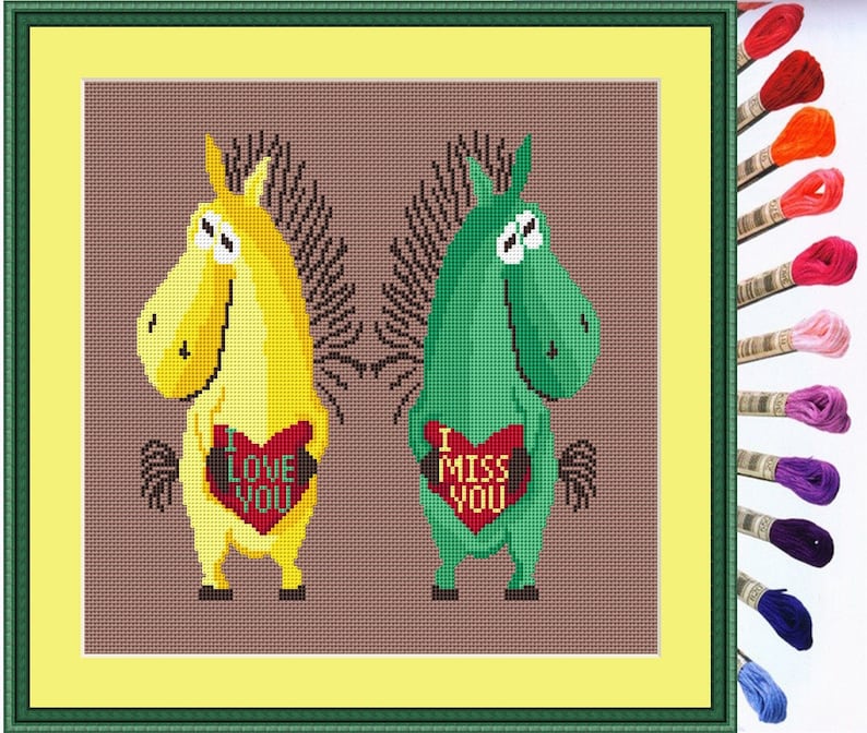 I Love You Cross Stitch Pattern I Miss You Cross Stitch Etsy