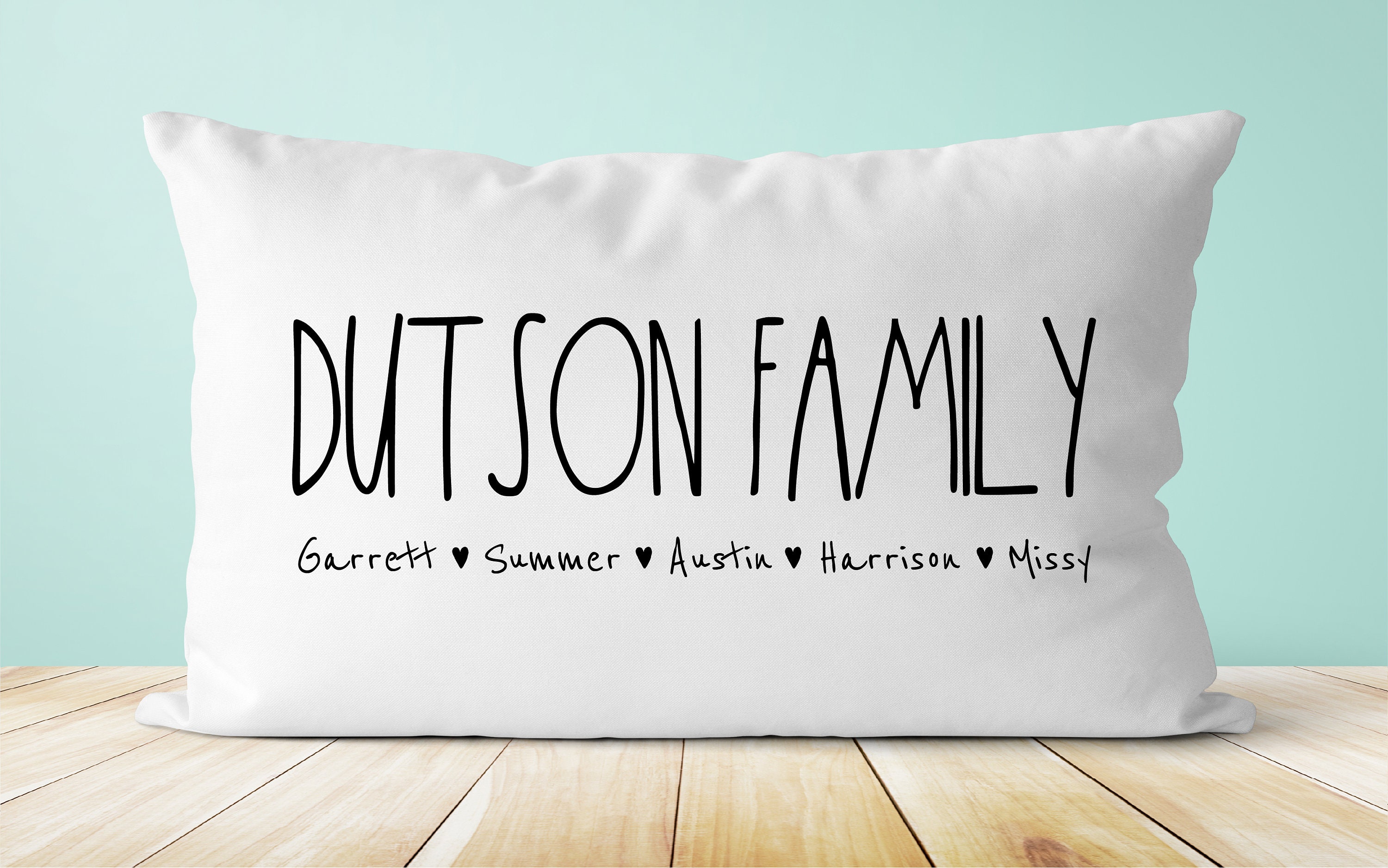 rae dunn family pillow