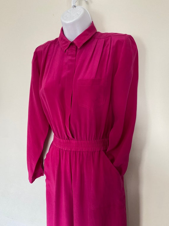 Wallis vintage hot pink silk jumpsuit size small