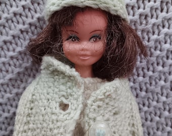 Vintage Brunette Fashion Doll: Hand Knit Mod Outfit, Go Go Boots (c. 1968)