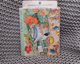 Vintage 1970s Birthday Party Invitations: Mice Tea Party, Racey Helps