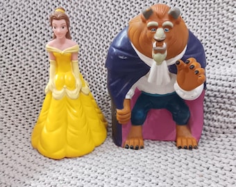 Vintage Disney's Beauty and the Beast Pizza Hut Promotional Hand Puppets c. 1992