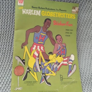 VGC Vintage Hanna-Barbera Presents the Harlem Globetrotters Sticker Fun Coloring book c. 1972 Whitman - COMPLETE