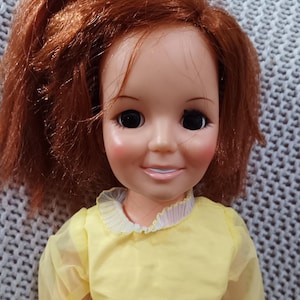 Vintage Beautiful Crissy Doll with Hair that Grows wearing Yellow Crop Top and white lace pants c. 1969 Ideal Hair WORKS
