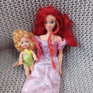 Vintage Disney&#39;s The Little Mermaid and Merbaby Sandy &quot;Let&#39;s Swim&quot; doll with color changing braids c. 1997 Mattel