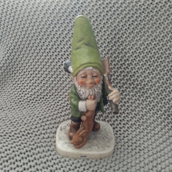 Vintage Porcelain 7 1/4" John the Hunter Goebel Co-Boy Gnome Figurine c. 1972