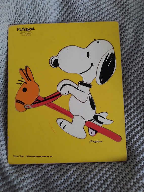 Snoopy on a Stick Horse - Vintage Wooden Board Puzzle C. 1958