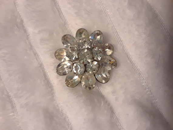 Vintage starburst rhinestone costume brooch - image 1