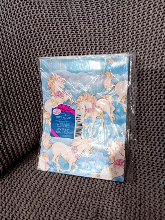 NRFP Vintage American Greetings Pastel Unicorn Gift Wrap Sheet