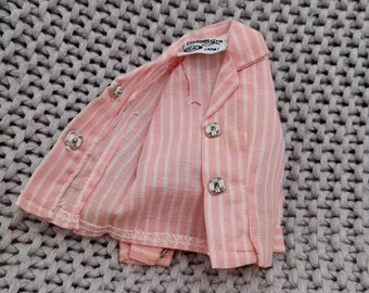 Chemisier Vintage Poupée Tammy - Rayures Roses Et Blanches - Années 60 - TBE