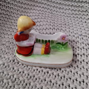 Antique Porcelain Occupied Japan Place Card Holder With Little