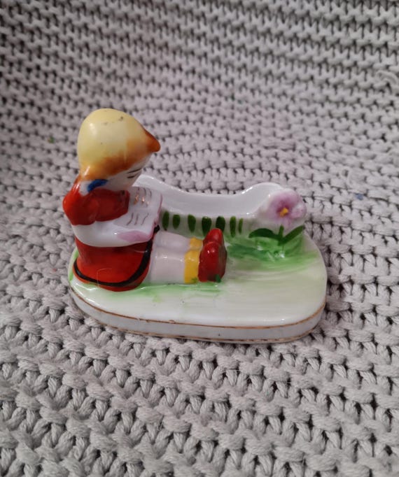Antique Porcelain Occupied Japan Place Card Holder With Little