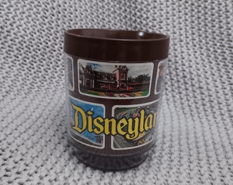 VGC Vintage Disneyland Thermo Serv brown plastic Pictorial coffee mug from the 1970's