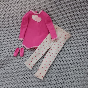 Vintage My First Barbie Fashions: Heart Print Pajamas & Ballet Flats