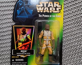 NRFP Star Wars Power of the Force BOSSK Action Figure w/Blaster Rifle and Pistol c. 1996 Kenner