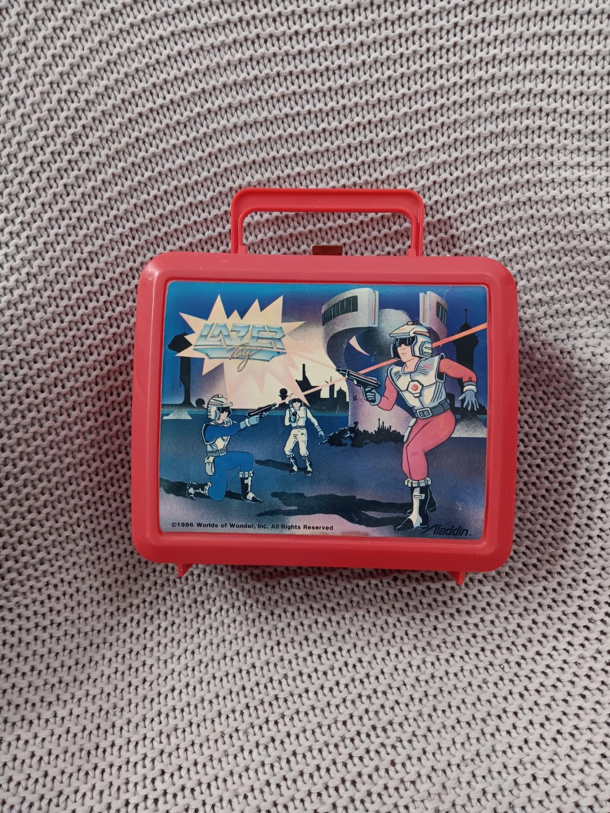 Vintage Aladdin Red Plastic Laser Tag Lunchbox C. 1986 Worlds of