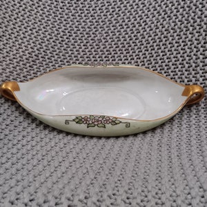Beautiful Vintage Mid-Century Bavaria Lusterware Opalescent with gold handle Candy Dish