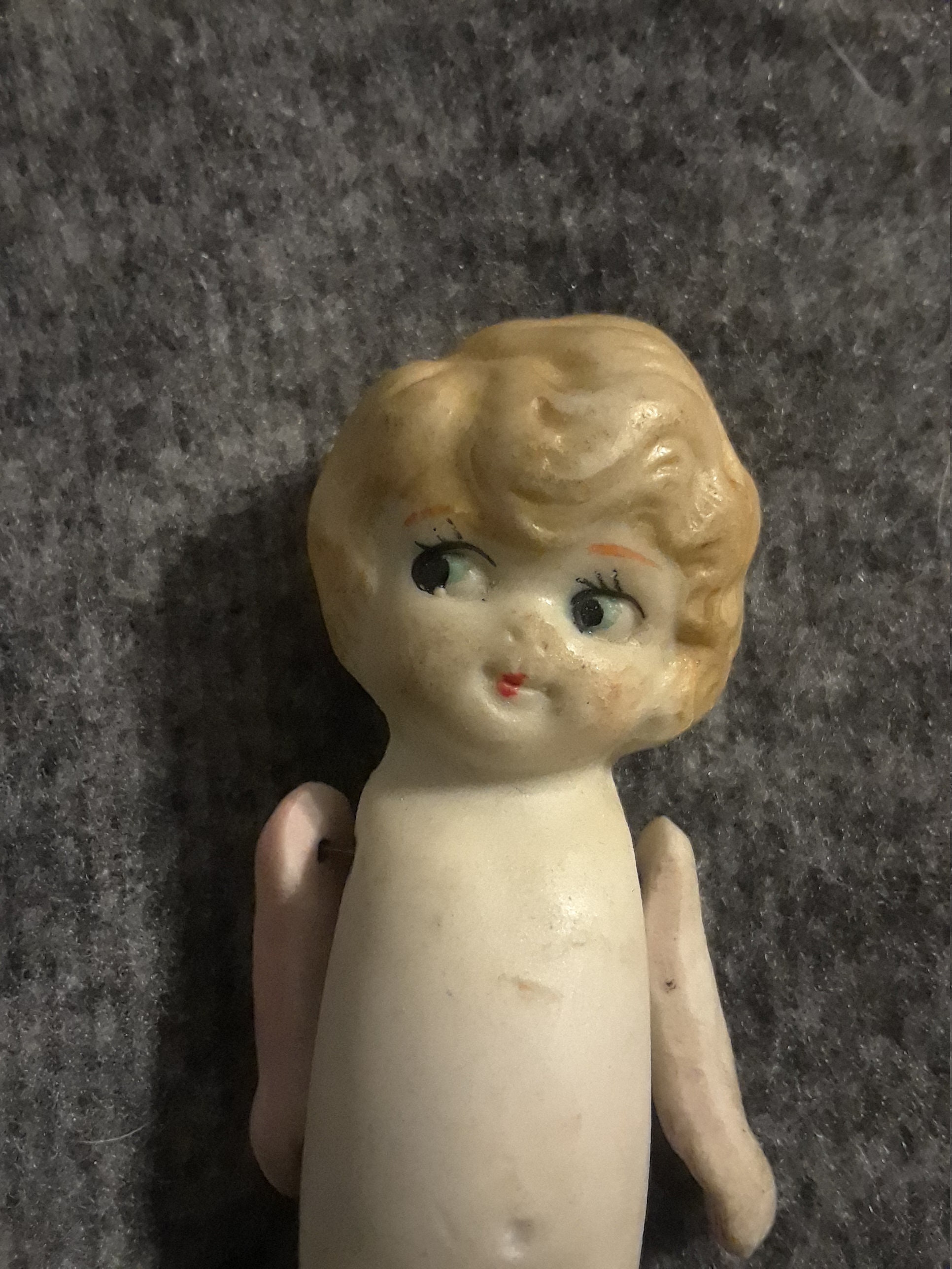 Antique Bisque Doll Kewpie Doll Glass Eyes Marked Germany 