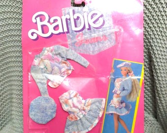 Vintage 1988 Barbie Jeans Outfit: Denim Skirt, Jacket & Beret (NRFP)