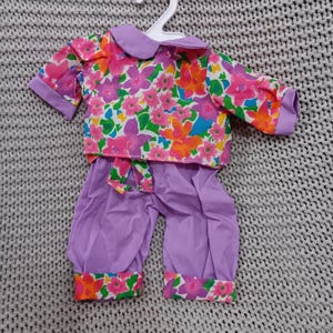 VGC CPK Cabbage Patch Kids Baby Outfit: Floral Top, Lavender Pants & Belt