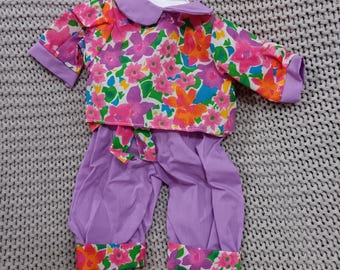 VGC CPK Cabbage Patch Kids Baby Outfit: Floral Top, Lavender Pants & Belt
