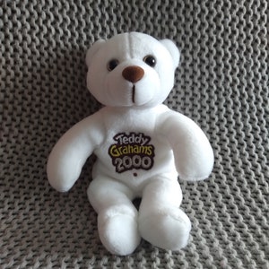 Promotional Nabisco Teddy Grahams Millennial Beanie Bear - TG 2000 White Teddy Bear