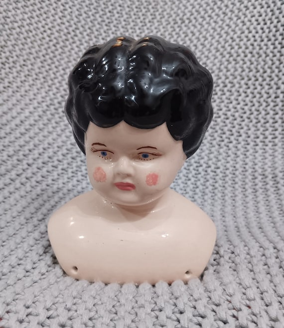 Victorian Style China Doll Head: Black Hair, Lowbrow - Etsy