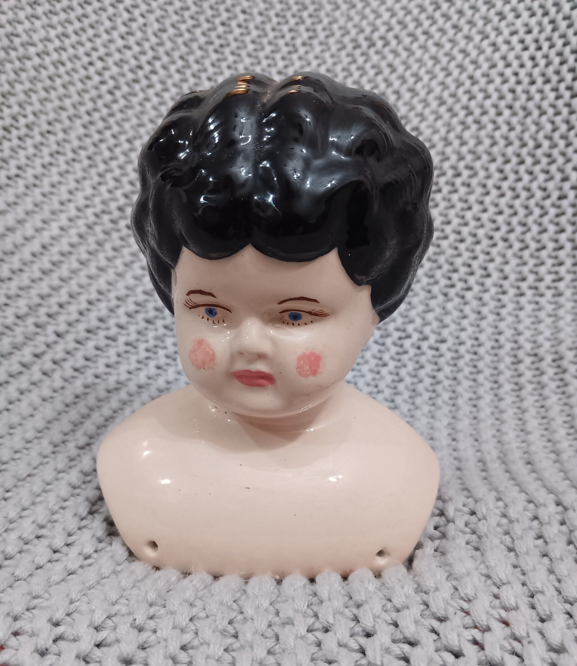 Victorian Style China Doll Head: Black Hair, Lowbrow - Etsy