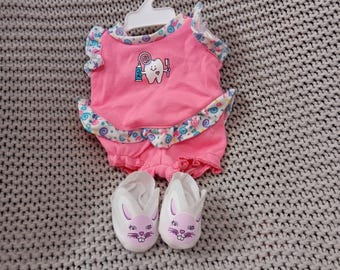 VGC CPK Cabbage Patch Kids Babies Tooth Fairy themed Pajamas with Bunny Slippers