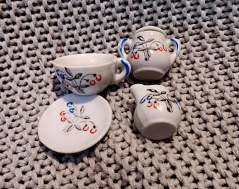 Vintage Mid Century Dollhouse Miniature Porcelain Tea Service for One